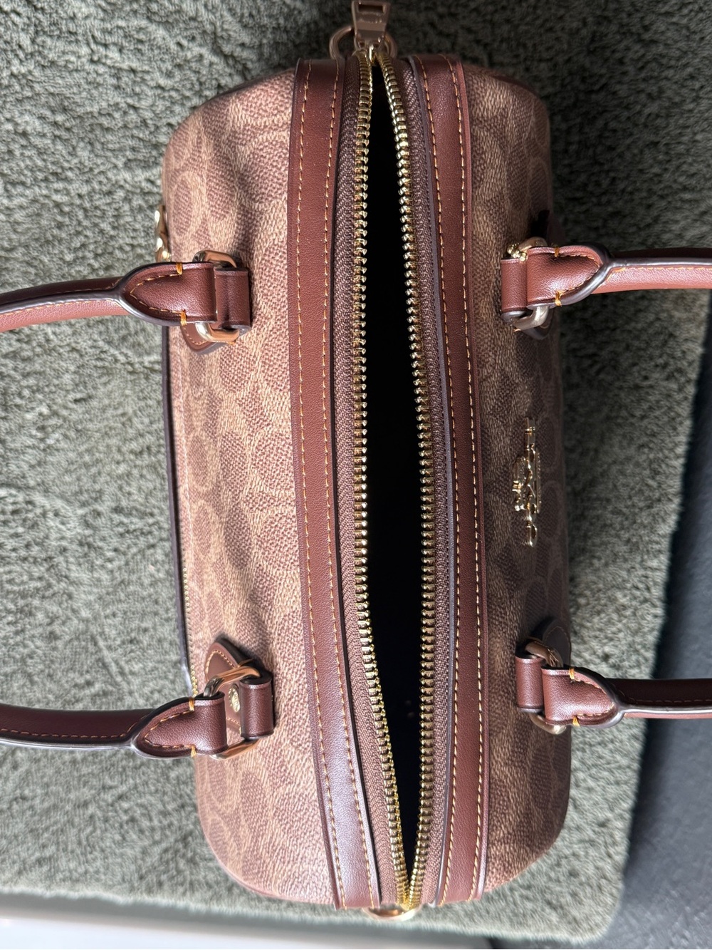 Coach Rowan Satchel in Signature Canvas Brown - Picture 8 of 15